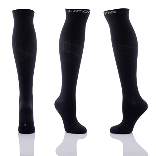 Licorne Kompressions-Thrombose-Stütz-Strümpfe Damen und Herren Compression Socks für Sport Flug Laufen Reisen Wandern Radsport Verbesserung der Durchblutung (43-46, Schwarz (1 Paar)) von Licorne Bike