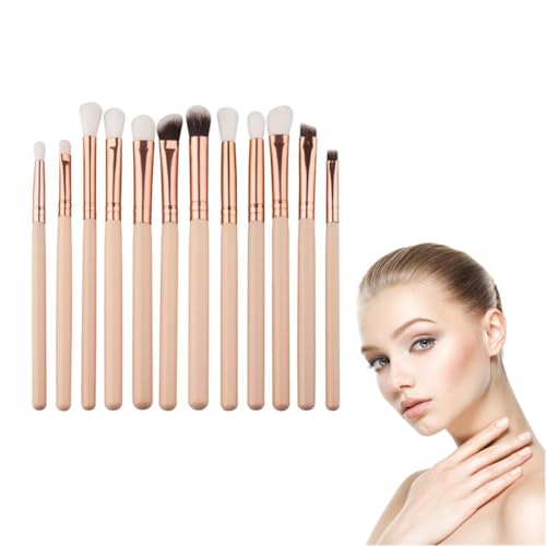 12pcs Eye Make -up Pinsel Set Professionelle Augenbürste Lidschatten Mixer Augenbrauen Eyeliner Highlighter Pinsel Essentielles Concealer Cosmetics Pinselwerkzeug (Beige), Lidschattenbürsten von Licsaliwe