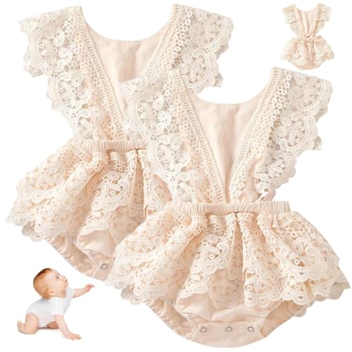 2-teiliges Neugeborenen-Kleid für Babys Mädchen süß weich Baumwolle sichere Spitze Rüschen Neugeborenen-Bodys ärmelloser Overall Kleidung Strampler-Set S 2-teiliges Neugeborenen-Kleid für Babys Mädchen süß weich Baumwolle sichere Spitze Rüschen Neugeborenen-Bodys ärmelloser Overall Kleidung Strampler-Set S von Licsaliwe