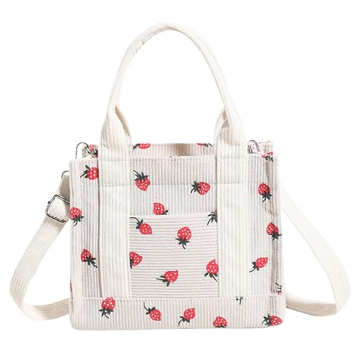 Licsaliwe Cord-Tragetasche 21, 9 x 17, 8 cm süße Geldbörsen kleine Erdbeer-Geldbörse mit verstellbarem Schultergurt Handtasche Umhängetasche mit Reißverschluss süße Tragetaschen für Frauen von Licsaliwe