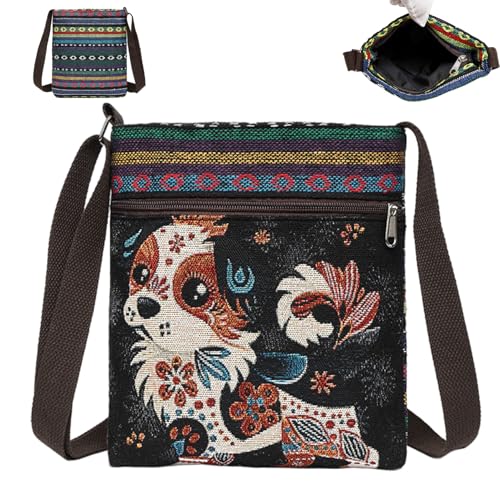Licsaliwe Umhängetaschen für Damen Umhängetaschen im chinesischen Stil süße Handytasche mit Hundemuster verstellbarem Riemen und Reißverschluss für den täglichen Gebrauch auf Reisen 18 x 4 x 22 cm Licsaliwe Umhängetaschen für Damen Umhängetaschen im chinesischen Stil süße Handytasche mit Hundemuster verstellbarem Riemen und Reißverschluss für den täglichen Gebrauch auf Reisen 18 x 4 x 22 cm von Licsaliwe