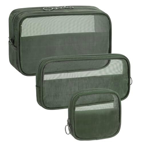 Make -up -Beutel Set 3PCS Atmungsaktives Mesh Make -up -Tasche 3 Größen Kosmetikbeutel sichtbare Wickelbeutel Organizer Tragbarer Reisebeutel für Toilettenstärkepreis Windel, Mesh Make -up -Tasche von Licsaliwe