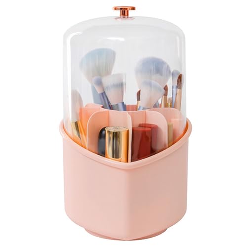 Make-up-Pinselhalter mit staubdichtem transparentem Deckel 360° drehbarer Make-up-Organizer herzförmiger Kosmetik-Organizer mit herausnehmbarem Caddy mit 7 Fächern -Pinselbecher Stil 2 von Licsaliwe