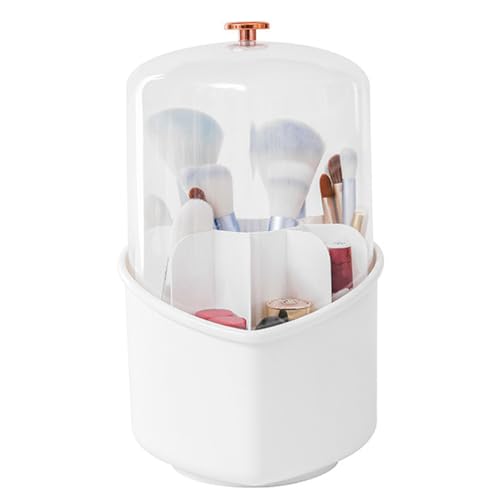 Make-up-Pinselhalter mit staubdichtem transparentem Deckel 360° drehbarer Make-up-Organizer herzförmiger Kosmetik-Organizer mit herausnehmbarem Caddy mit 7 Fächern -Pinselbecher weiß Make-up-Pinselhalter mit staubdichtem transparentem Deckel 360° drehbarer Make-up-Organizer herzförmiger Kosmetik-Organizer mit herausnehmbarem Caddy mit 7 Fächern -Pinselbecher weiß von Licsaliwe