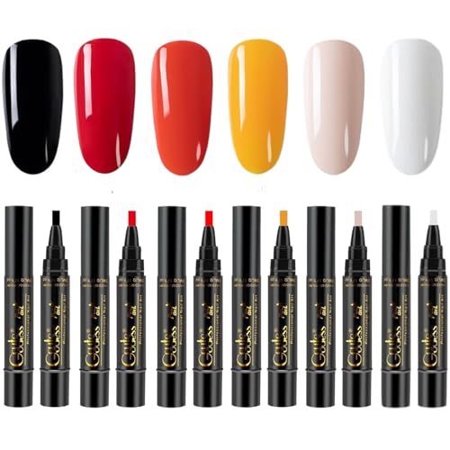 Nagellackstift 6-teilig/Set Nagellackstift 6 Farben 8 ml 3-in-1-Nagellack-Set Ein-Schritt-DIY-Soak-Off-UV-LED-Nagellack Nagelkunststifte für Frauen Stil 1 von Licsaliwe