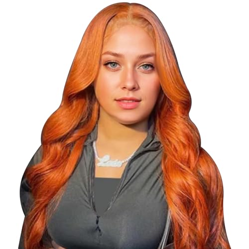 Perücken menschliches Haar, 24 lange lockige orange Highlight -Perücke, weiche große, wellige Spitze menschliche Haare mit Babyhaar, sichere Hochtemperatur -Seidenperücken für Frauen und Mädchen, Cur Perücken menschliches Haar, 24 lange lockige orange Highlight -Perücke, weiche große, wellige Spitze menschliche Haare mit Babyhaar, sichere Hochtemperatur -Seidenperücken für Frauen und Mädchen, Cur von Licsaliwe