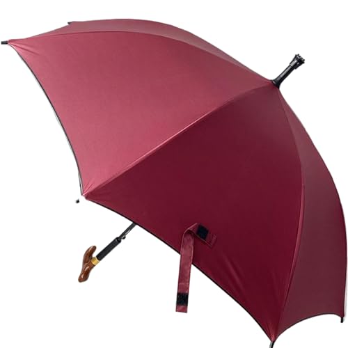 Regenschirm Stockschirm Wind- und Regenfest Doppelkielrahmen Regenschirm mit Krückengriff Sonnenschutz Stockdach mit Rutschfester Kappe zum Klettern Wandern Rot von Licsaliwe