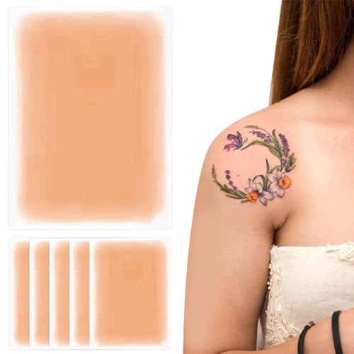 Tattoo Cover -up -Klebeband, 6pcs wasserdichte unsichtbare Ultra -dünne Tattoo -Deck -Patch, 3, 5x5.9 Cuttable Make -up Cover - für -Narben und Geburtsmarks, Style 3, von Licsaliwe