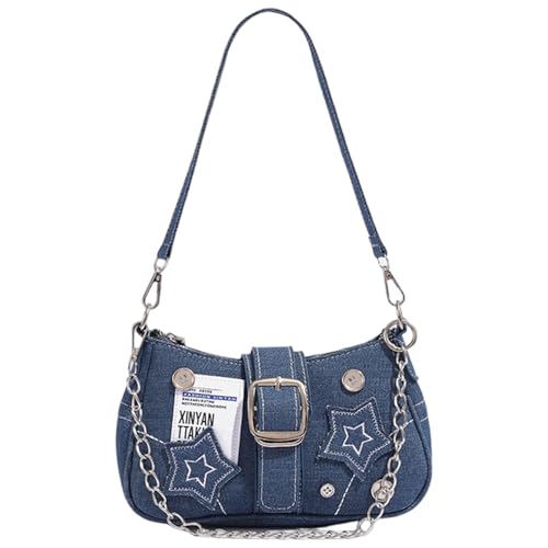 Y2k Geldbörse Y2k Schultertasche mit Kette & Stern Dekor Canvas Vintage Geldbörse Große Kapazität Goth Tasche für Frauen von Licsaliwe