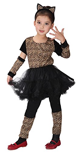 Licus Mädchen Karneval Halloween Kostüm Tutu Rock Prinzessin Kleid mit Ohren Stirnband – Schwarz – UK 10 von Licus