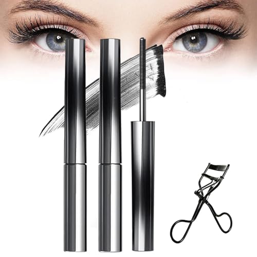 Faccelove'S Ironeye Mascara, Facelove Iron Eye Mascara Wasserfest Schwarz, Natürliche Verlängernde und Pflegende Iron Wand Wimperntusche mit Eyelash Curler, Long-Lasting und Smudge Free (Schwarz) von Lidary