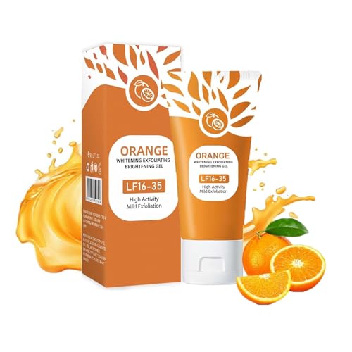 Orange Exfoliating Gel, Natürliche Peeling Gesicht, Brightening Exfoliating für Damen, Porenreiniger Gesicht, Verfeinert das Hautbild und wikt Scrub gegen Unreinheiten Rötungen (1 stc, Orange) von Lidary