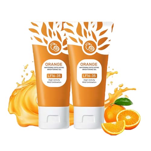 Orange Exfoliating Gel, Natürliche Peeling Gesicht, Brightening Exfoliating für Damen, Porenreiniger Gesicht, Verfeinert das Hautbild und wikt Scrub gegen Unreinheiten Rötungen (2 stc, Orange) von Lidary