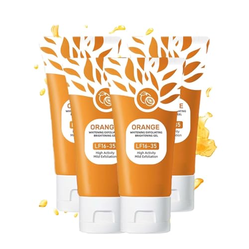 Orange Exfoliating Gel, Natürliche Peeling Gesicht, Brightening Exfoliating für Damen, Porenreiniger Gesicht, Verfeinert das Hautbild und wikt Scrub gegen Unreinheiten Rötungen (4 stc, Orange) von Lidary