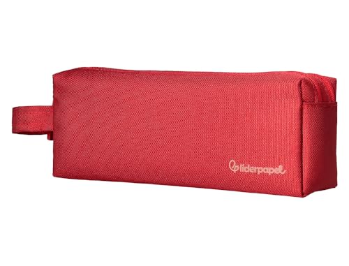 Liderpapel Klassisches Federmäppchen, rechteckig, mit Griff, 2 Reißverschlüssen, 210 x 80 mm, Rot., rot, Hilfsmäppchen von Liderpapel