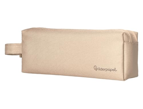 Liderpapel Klassisches rechteckiges Federmäppchen mit Griff, 2 Reißverschlüssen, 210 x 80 mm, cremefarben., cremefarben, Hilfsmäppchen von Liderpapel