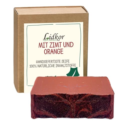 LIDKOR Pflegende Seife mit Zimtöl und Orangenöl 100g - Winter Hautpflege mit Olivenöl und Rizinusöl - Körperpflege für Damen und Herren - Vegan Handgemachte Naturseife als Festes Duschgel – Handseifе LIDKOR Pflegende Seife mit Zimtöl und Orangenöl 100g - Winter Hautpflege mit Olivenöl und Rizinusöl - Körperpflege für Damen und Herren - Vegan Handgemachte Naturseife als Festes Duschgel – Handseifе von Lidkor