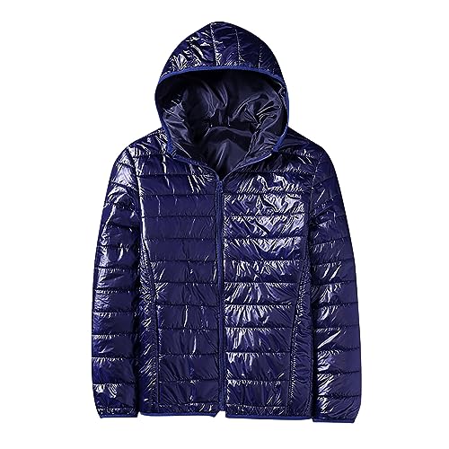 Herren Kapuzenjacke, Männer Freizeit Funktionsjacke Daunenjacke Leicht Lässig Verdickung Warme Jacke Winter Herbst Und Reißverschluss Langärmelige Jacke, Sport (Blau, L) von Lidssacde