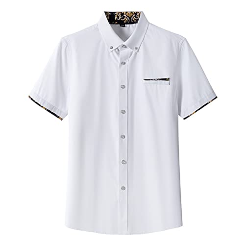 Herren T Shirt Männer Classic Stylisch Freizeithemden Einfarbig Tshirt Button Down Sommerhemd Reversausschnitt Kurze Ärmel Hemd Regular Fit Atmungsaktiv & Luftdurchlässig Businesshemd von Lidssacde