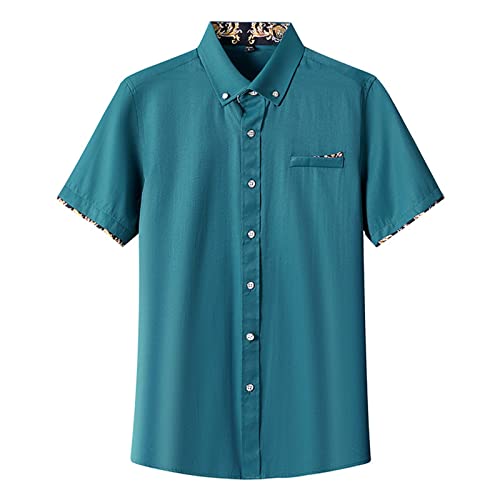Herren T Shirt Männer Classic Stylisch Freizeithemden Einfarbig Tshirt Button Down Sommerhemd Reversausschnitt Kurze Ärmel Hemd Regular Fit Atmungsaktiv & Luftdurchlässig Businesshemd von Lidssacde
