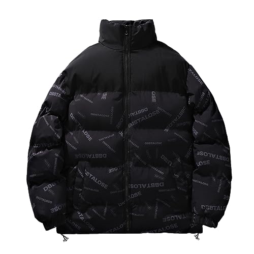 Herren Winter Wasserdichte Winddichte Winterjacke Herrenmantel Wärme Kapuzenjacke Steppjacke Übergangsjacke Herbst Und Reißverschluss Langärmelige Jacke Jogging (Schwarz, M) von Lidssacde