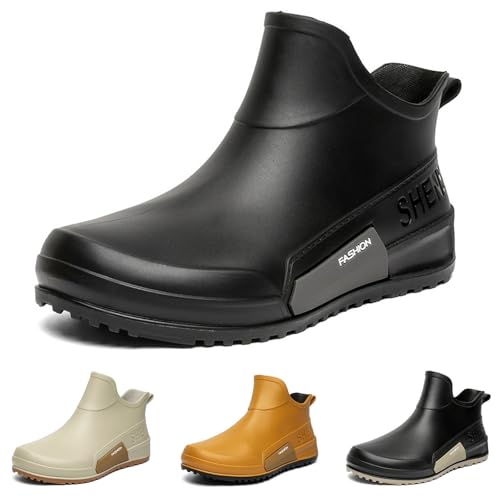 Lidssacde Gummistiefel Damen Halbhoch - Regenschuhe Damen Leicht Wasserdichte Schuhe Regenstiefeletten Bequem Regenstiefel Rutschfest Gummistiefeletten Gartenschuhe von Lidssacde