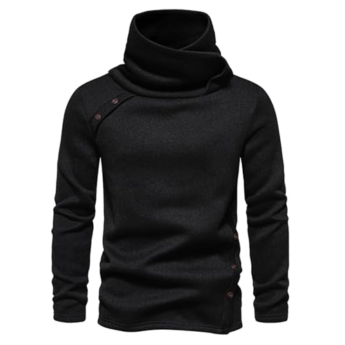 Lidssacde Herren Sweatshirt 2023 Neu Stehkragen Pullover Winter Warm Wintermode Mit Oversize Pullover-OberteilUnisex Locker Winteroberteile Lockere Warme Kapuzenjacke (Schwarz, M) von Lidssacde