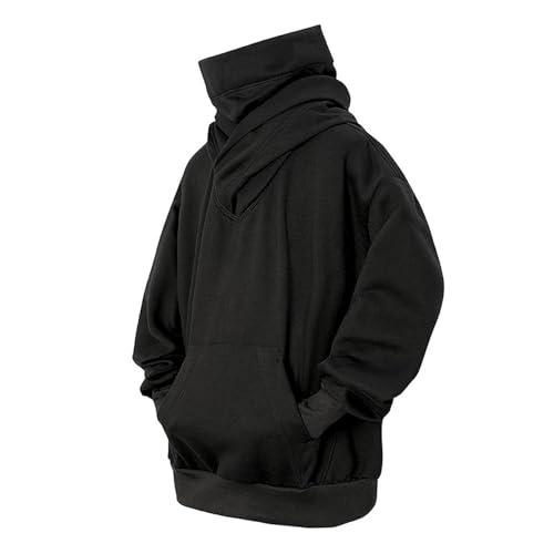 Lidssacde Ninja Hoodie Herren Oversize - Rollkragenpullover Herren Kapuzenpullover Streetwear Motorrad Fleece Winter Pullover Warm Kapuzenpulli Vintage Sweatshirts Baggy Hoody mit Kapuze von Lidssacde