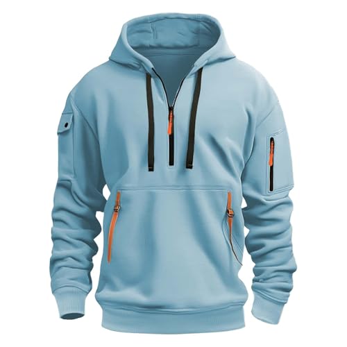 Oversized Pullover Herren - Zip Hoodie Herren mit Kapuze Sweatshirt mit Reißverschluss Arbeitspullover Winter Hoody Männer Warm Fleecepullover Y2k Streetwear Kapuzenpullover Gym Kleidung Activewear von Lidssacde