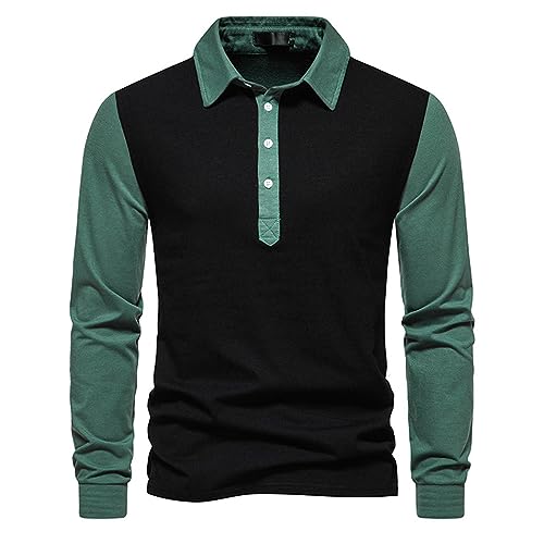 Polo Shirts Herren Arbeitshemd Business Shirt Basic T-Shirt Revers Reißverschluss Langarm Herbst Casual Langarmshirt Polohemd Frühjahr Und Schmale Passform Freizeithemd (Schwarz, XXL) von Lidssacde