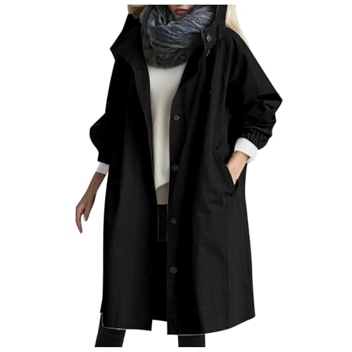 Regenjacke Damen Wasserdicht - Übergangsjacke Damen Lang Mäntel Herbst Winter Regenmantel Große Größen Trenchcoat Übergangsmantel Elegant Damenjacke Leichte Windbreaker Windjacke von Lidssacde