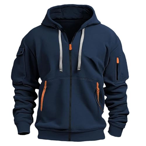 Sweatjacke Herren mit Kapuze - Zipper Hoodie Herren Kapuzenjacke Baumwolle Trainingsjacke Übergangsjacke Leicht Strickjacke Arbeitsjacke Fahrrad Sportjacke Streetwear Herbstjacke Herrenjacke von Lidssacde