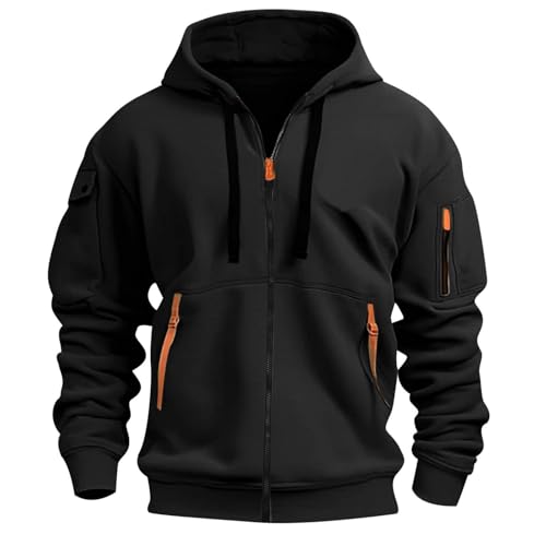 Sweatjacke Herren mit Kapuze - Zipper Hoodie Herren Kapuzenjacke Baumwolle Trainingsjacke Übergangsjacke Leicht Strickjacke Arbeitsjacke Fahrrad Sportjacke Streetwear Herbstjacke Herrenjacke von Lidssacde
