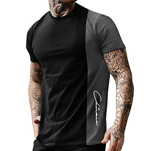 T Shirts Männer Classic Stylisch Freizeithemden Sommer Hemden Für Herren Kurzarm Muster Oversized Tshirt Rundhals Hemd Regular Fit Bequem Trachten T-Shirts Comfort Sportshirts von Lidssacde