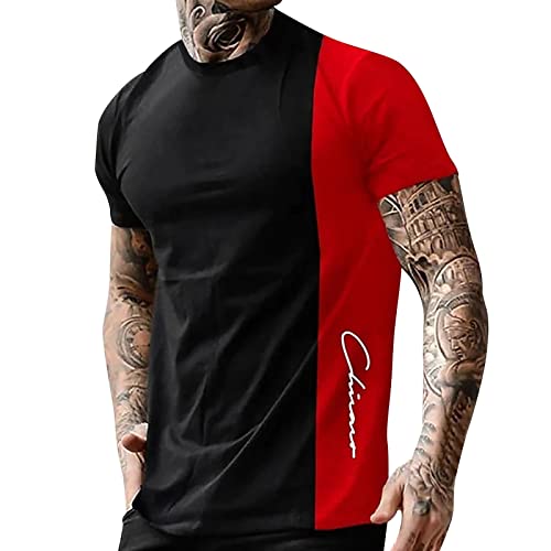 T Shirts Männer Classic Stylisch Freizeithemden Sommer Hemden Für Herren Kurzarm Muster Oversized Tshirt Rundhals Hemd Regular Fit Bequem Trachten T-Shirts Comfort Sportshirts von Lidssacde