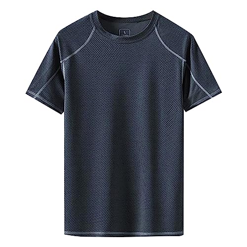 T Shirts Männer Verlauf Freizeithemd Solid Color Shirt Atmungsaktive Wanderhemd Rundhalsausschnitt Normale Passform Herren Sommerhemd Locker Schnelltrocknend Tshirt von Lidssacde