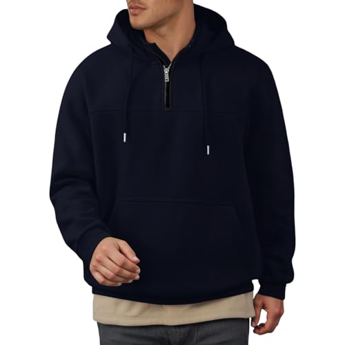 Zip Hoodie Herren - Oversized Pullover Herren mit Kapuze Sweatshirt mit Reißverschluss Arbeitspullover Winter Hoody Männer Warm Fleecepullover Y2k Streetwear Kapuzenpullover Gym Kleidung Activewear von Lidssacde