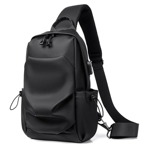 Lidxfeo Anti-Diebstahl Crossbody Bag, Wasserdichter Brusttasche Chest Bag Herren, Schultertasche mit USB Ladeanschluss, Multipurpose Mehrere Taschen Sling Bag, für Wandern, Reisen, Klettern usw von Lidxfeo