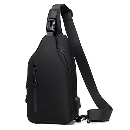 Lidxfeo Anti-Diebstahl Multipurpose Crossbody Bag, Wasserdichter Brusttasche Chest Herren, Schultertasche mit USB Ladeanschluss, Mehrere Taschen Sling Rucksack, für Wandern, Reisen, Klettern usw von Lidxfeo