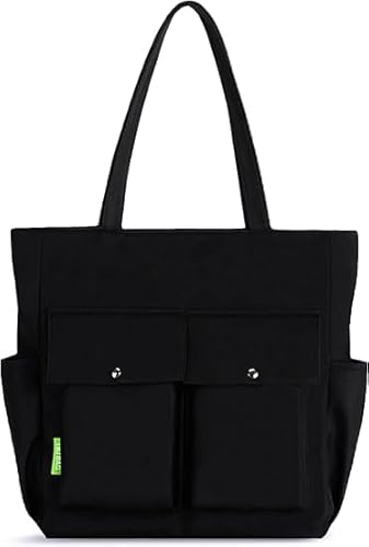 Lidxfeo Damen Canvas Handtasche Schultertasche, Groß Canvas Umhängetaschen Mit ReißVerschluss, Casual Shopper Tote Bag für Schule, Reisen, Arbeit, Täglichen Gebrauch von Lidxfeo