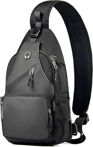 Lidxfeo Schultertasche mit Kopfhörerloch, Wasserdichter Brusttasche Chest Herren, Mehrere Taschen Sling Rucksack, Anti-Diebstahl Multipurpose Crossbody Bag, für Wandern, Reisen, Klettern Usw von Lidxfeo