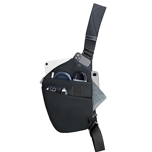 Lidxfeo Wasserfeste Brusttasche Herren, Anti Diebstahl Schultertasche, Großer Kapazität Crossbody Umhängetasche, Sling Bag mit Zwei Reißverschlussöffnungen, für Wandern, Reisen, Joggen usw von Lidxfeo