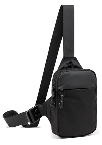 Lidxfeo Wasserfeste Crossbody Tasche Klein, Multi-Pocket Brusttasche Herren, Anti-Diebstahl Sling Schultertasche, für Wandern, Reisen, Joggen usw von Lidxfeo