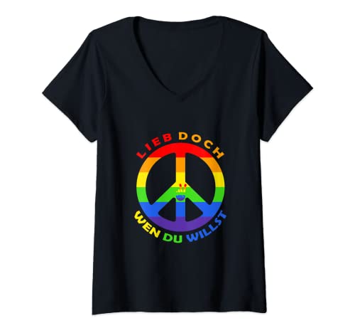 Damen Lieb Doch Wen Du Willst - LGBTQ Regenbogen T-Shirt mit V-Ausschnitt Damen Lieb Doch Wen Du Willst - LGBTQ Regenbogen T-Shirt mit V-Ausschnitt von Lieb wen du willst! Gay Pride Bewegung