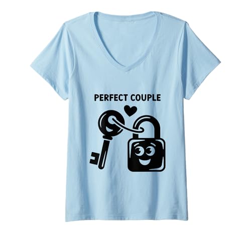Damen Du Bist Der Schlüssel Zu Meinem Herzen T-Shirt mit V-Ausschnitt Damen Du Bist Der Schlüssel Zu Meinem Herzen T-Shirt mit V-Ausschnitt von Liebe Herz Schloss Schlüssel Romantik Designs
