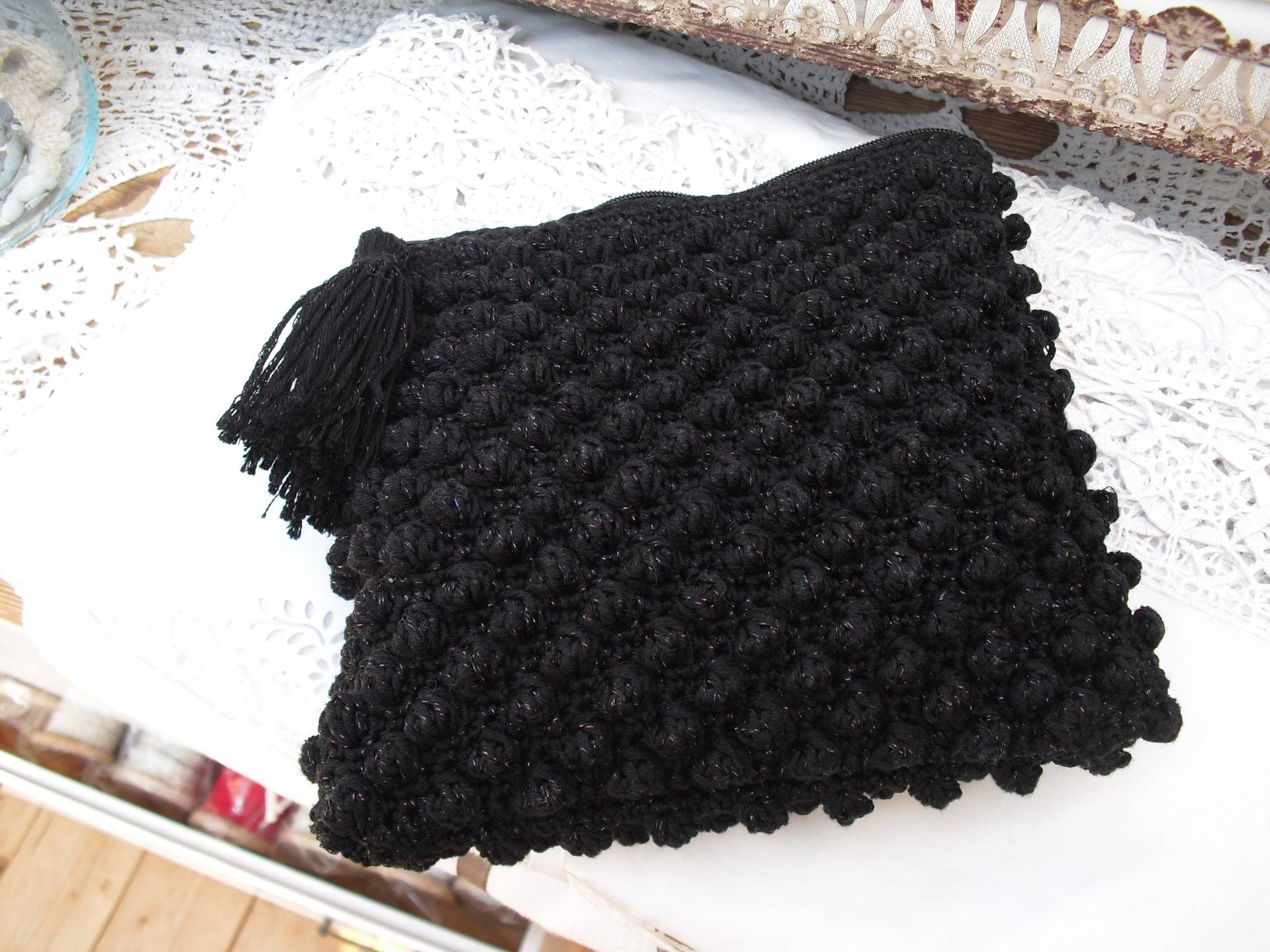 Tasche, Täschchen, Gehäkelt, Schwarz Tasche, Täschchen, Gehäkelt, Schwarz von LiebeSachen