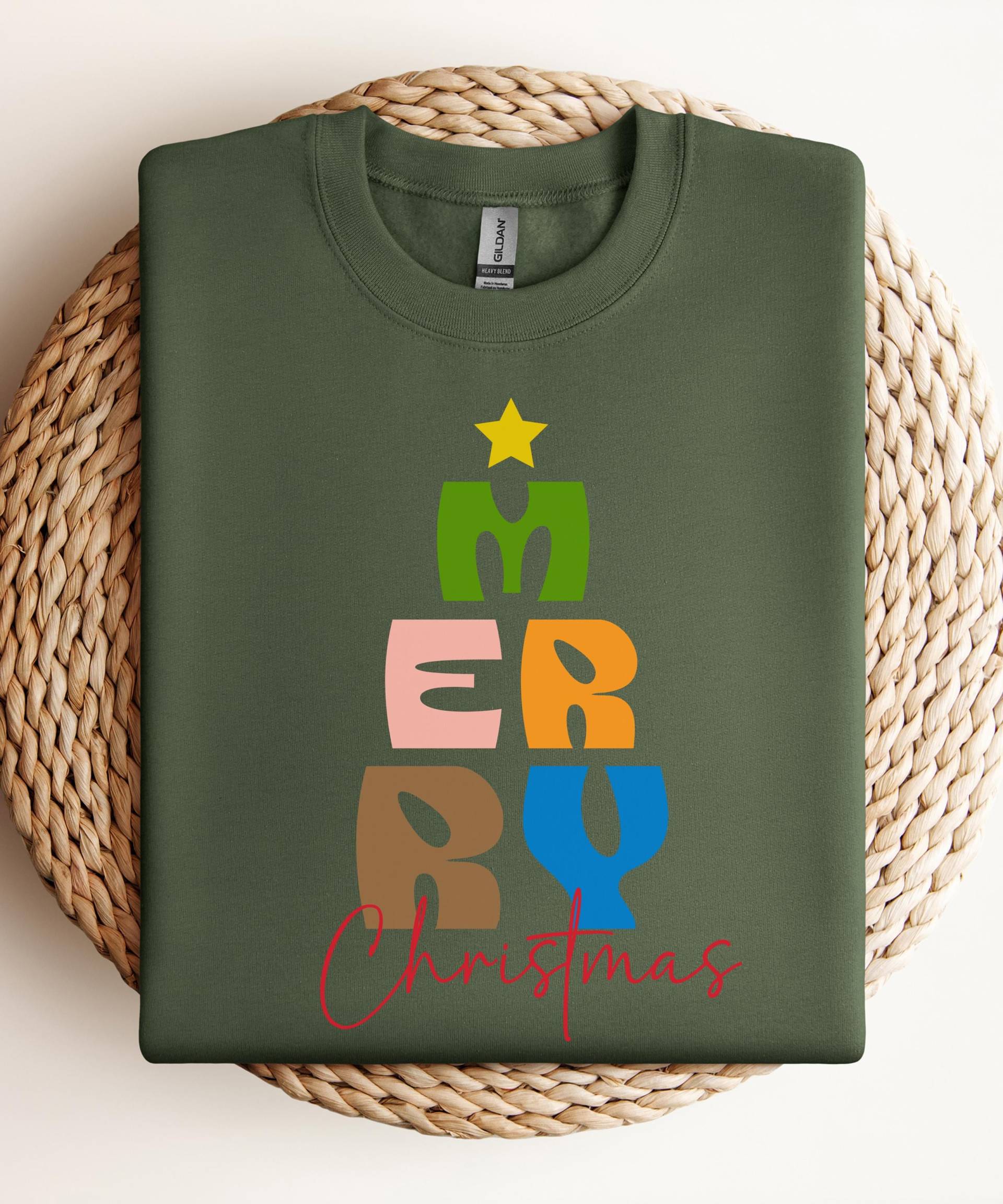 Frohe Weihnachten Sweatshirt Retro | Weihnachts Pullover Beige Unisex Geschenk Familie Weihnachtspullover von LiebeUndAnlass