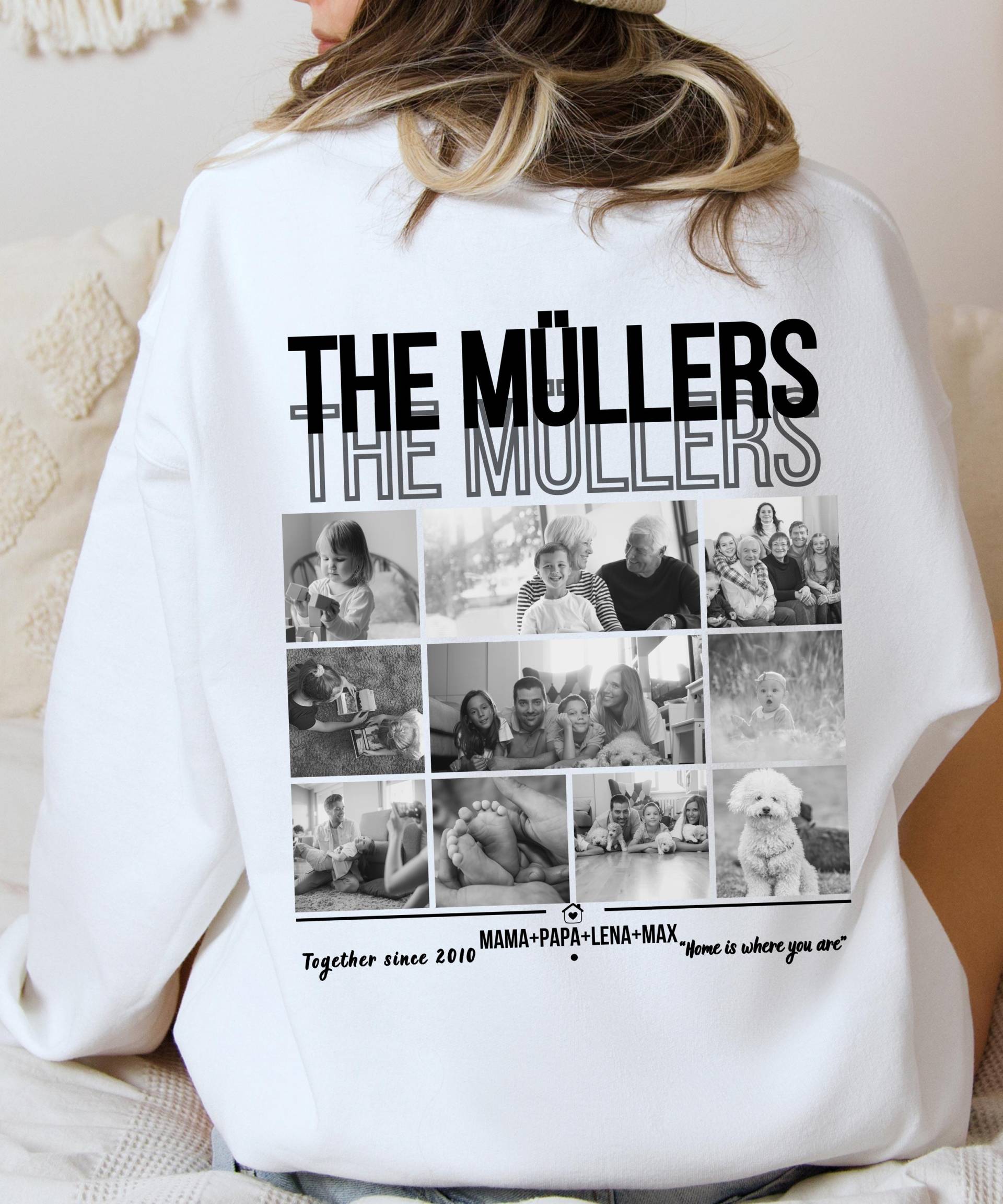 Personalisiertes Familien Sweatshirt Mit Fotos-Nachname Pullover, Geschenk Für Mama Papa Kinder, Fotopullover Familie, Custom Family Sweater von LiebeUndAnlass