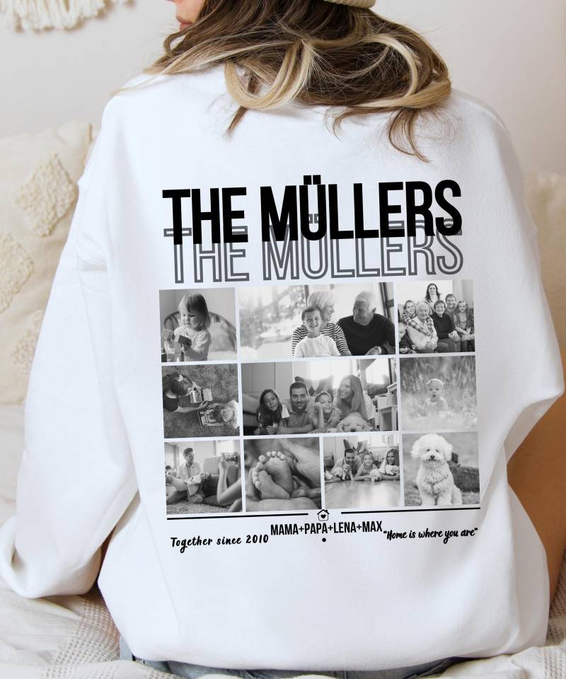 Personalisiertes Familien Sweatshirt Mit Fotos-Nachname Pullover, Geschenk Für Mama Papa Kinder, Fotopullover Familie, Custom Family Sweater von LiebeUndAnlass