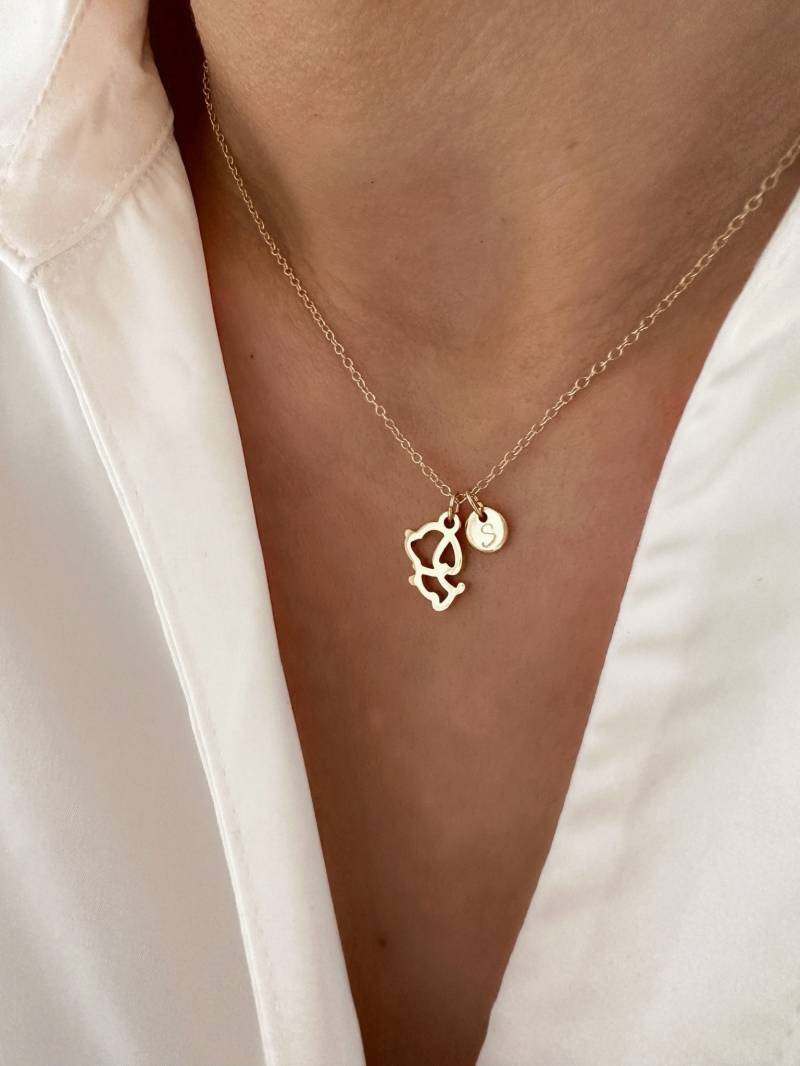 Halskette Mit Hund Anhänger, Initialen Halskette, Buchstabe, Gravur, Vergoldet, Beste Freundin, Geschenk, Personalisiert, Pet von Liebeliin